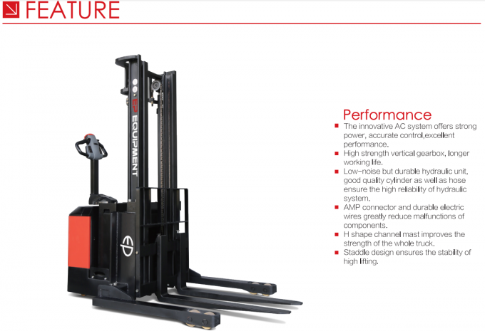 高効率の電動パレットスタッカー 1.5t 負荷帯 5