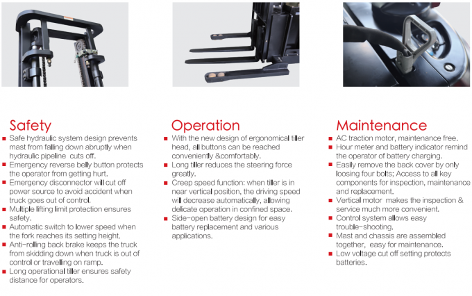 高効率の電動パレットスタッカー 1.5t 負荷帯 6