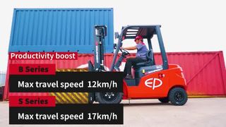 EP EFL シリーズのデモ: 205Ah ～ 460Ah バッテリー、ソリッド タイヤ、統合充電器