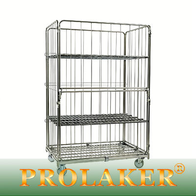 産業用3面型ロールケージ 空間節約折りたたみ