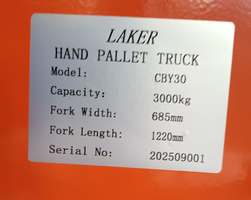 3トンのハンドパレットトラック 3000kgの倉庫材料処理のためのダブルナイロンホイール