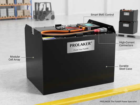 ProLaker ドロップイン鉛酸交換 LiFePO4フォークリフト バッテリー 24V 48V 80V, 210Ah‐880Ah 電気フォークリフト パレットトラック スタッカー 倉庫 材料処理 スマート BMS