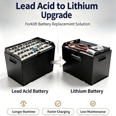 ProLaker ドロップイン鉛酸交換 LiFePO4フォークリフト バッテリー 24V 48V 80V, 210Ah‐880Ah 電気フォークリフト パレットトラック スタッカー 倉庫 材料処理 スマート BMS